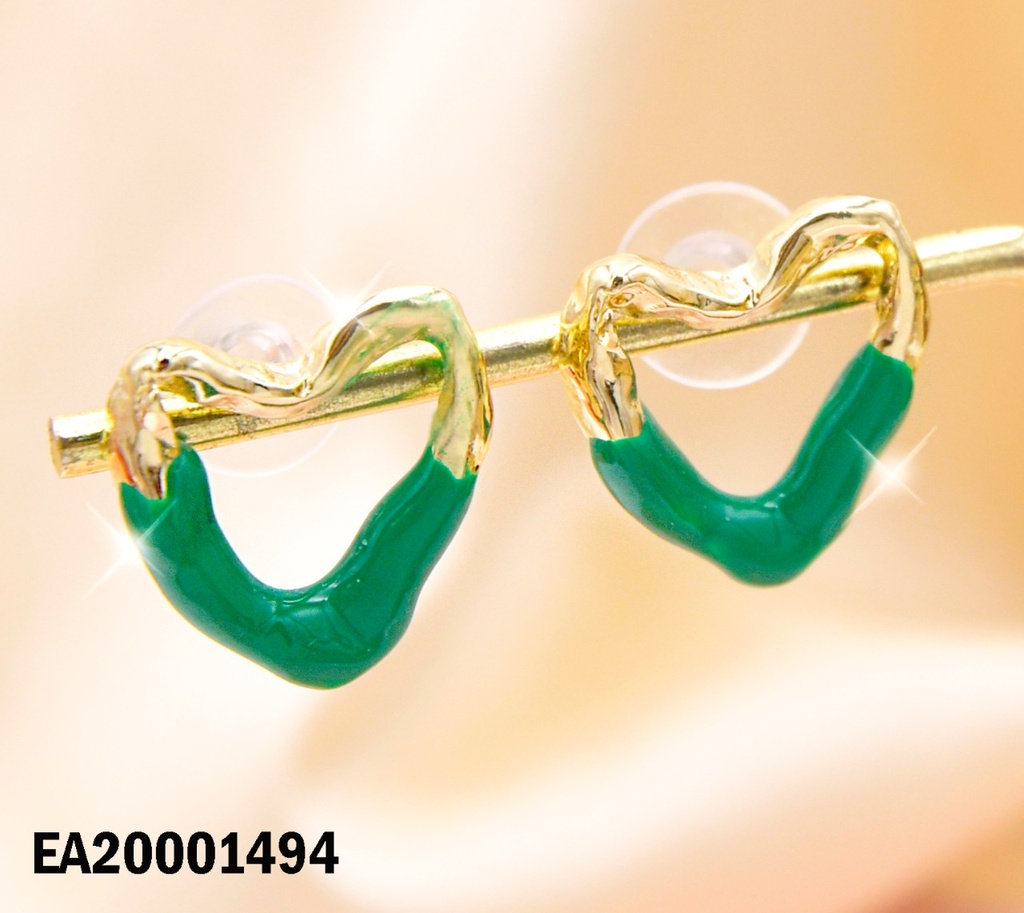 ARETES CROQUI CORAZÓN DORADO/VERDE
