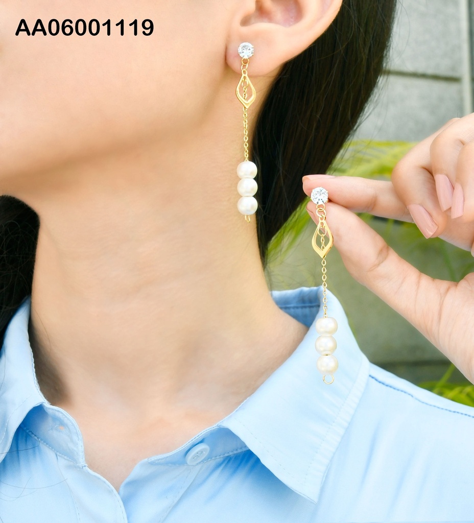 ARETES CROQUI GOTA CADENA COLGANTE C/PERLAS