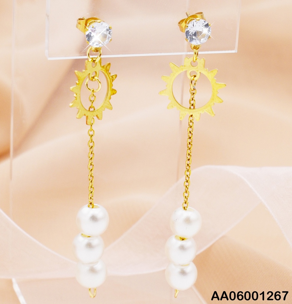 ARETES CROQUIS SOL CADENA COLGANTE C/PERLAS