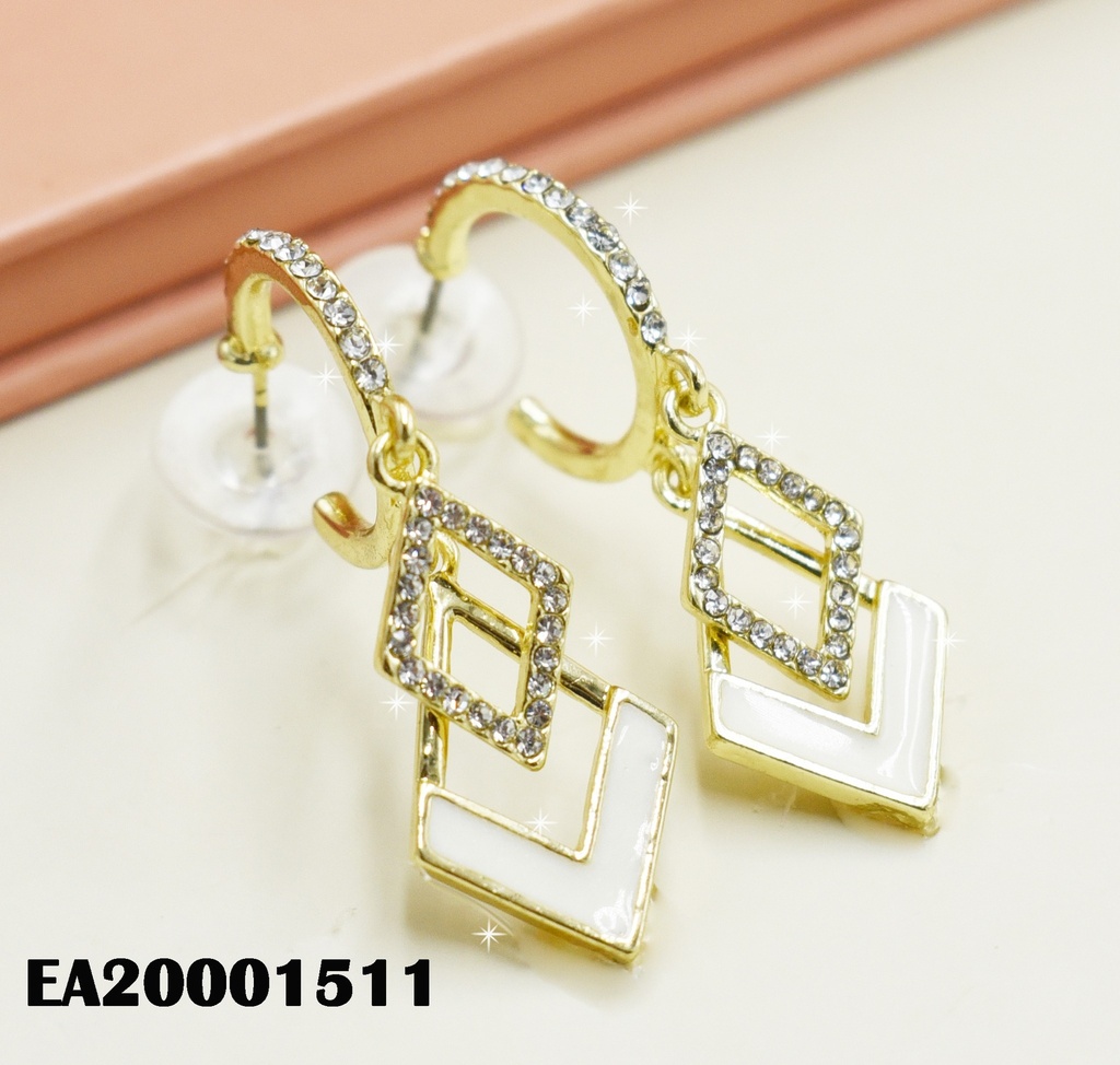 ARETES CÍRCULO ZIRCONIAS DOBLE CROQUI ROMBO BLANCO/ZIRC