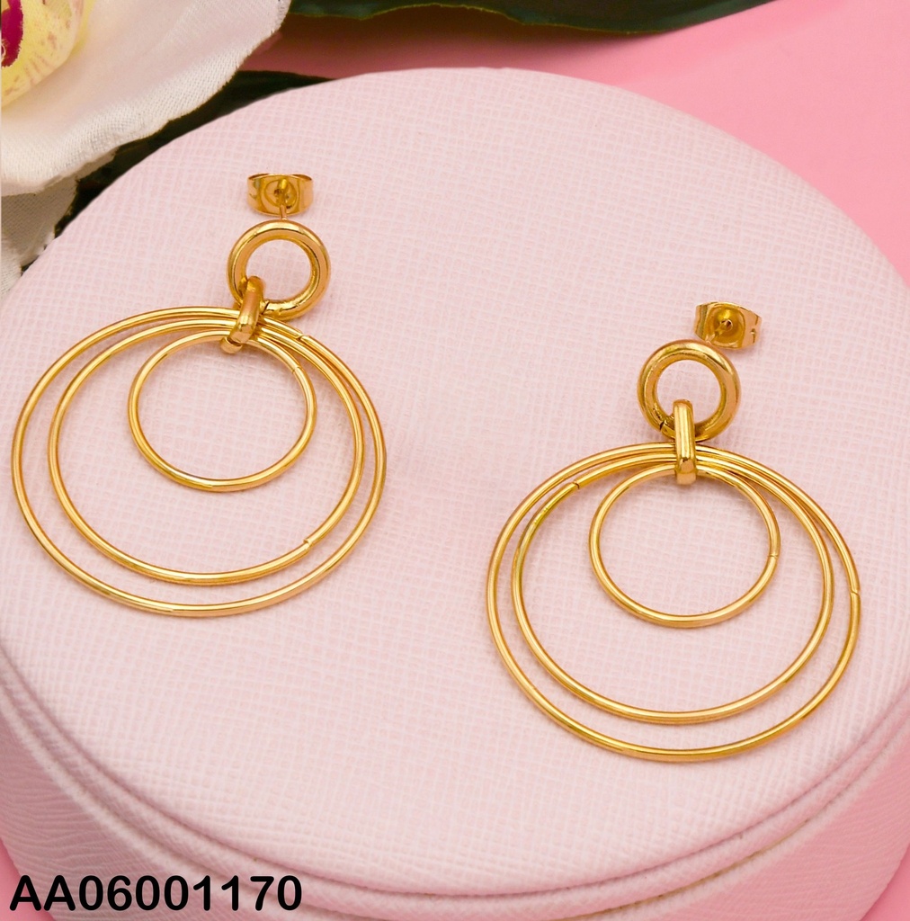 ARETES DE COLGAR 3 CÍRCULOS UNO DENTRO DE OTRO