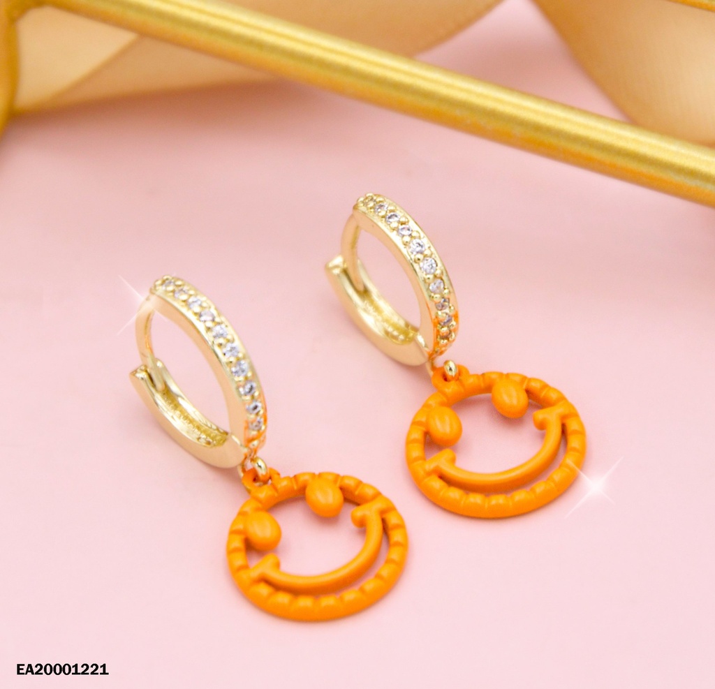 ARETES DE COLGAR CARITA FELIZ NARANJAS (P.E.NOV2025)