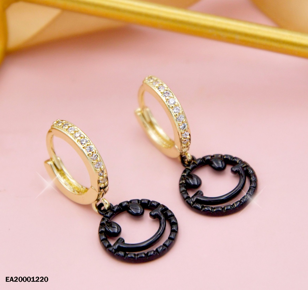 ARETES DE COLGAR CARITA FELIZ NEGRAS
