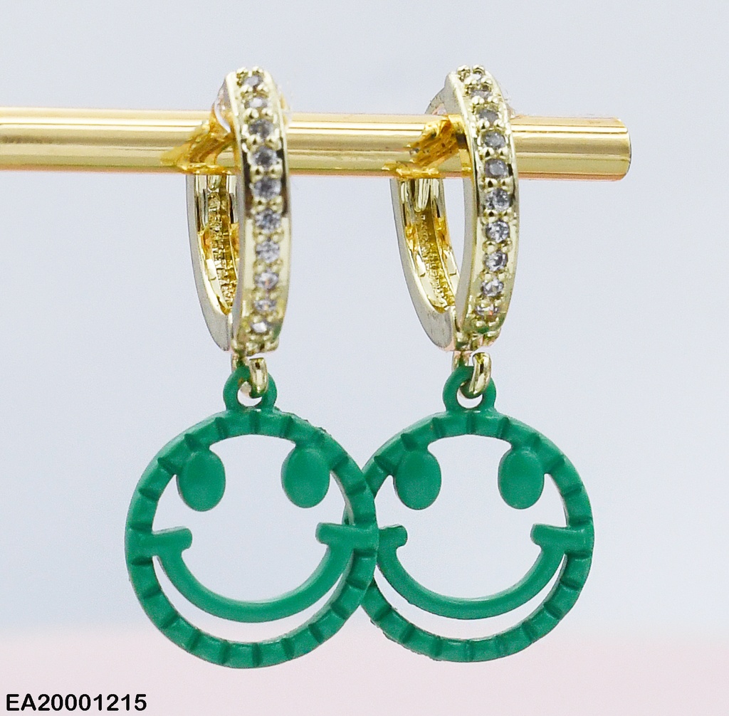 ARETES DE COLGAR CARITA FELIZ VERDE (P.E.NOV2025)