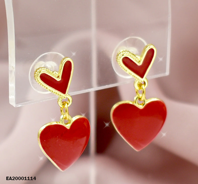 ARETES DE COLGAR CORAZONES ROJOS