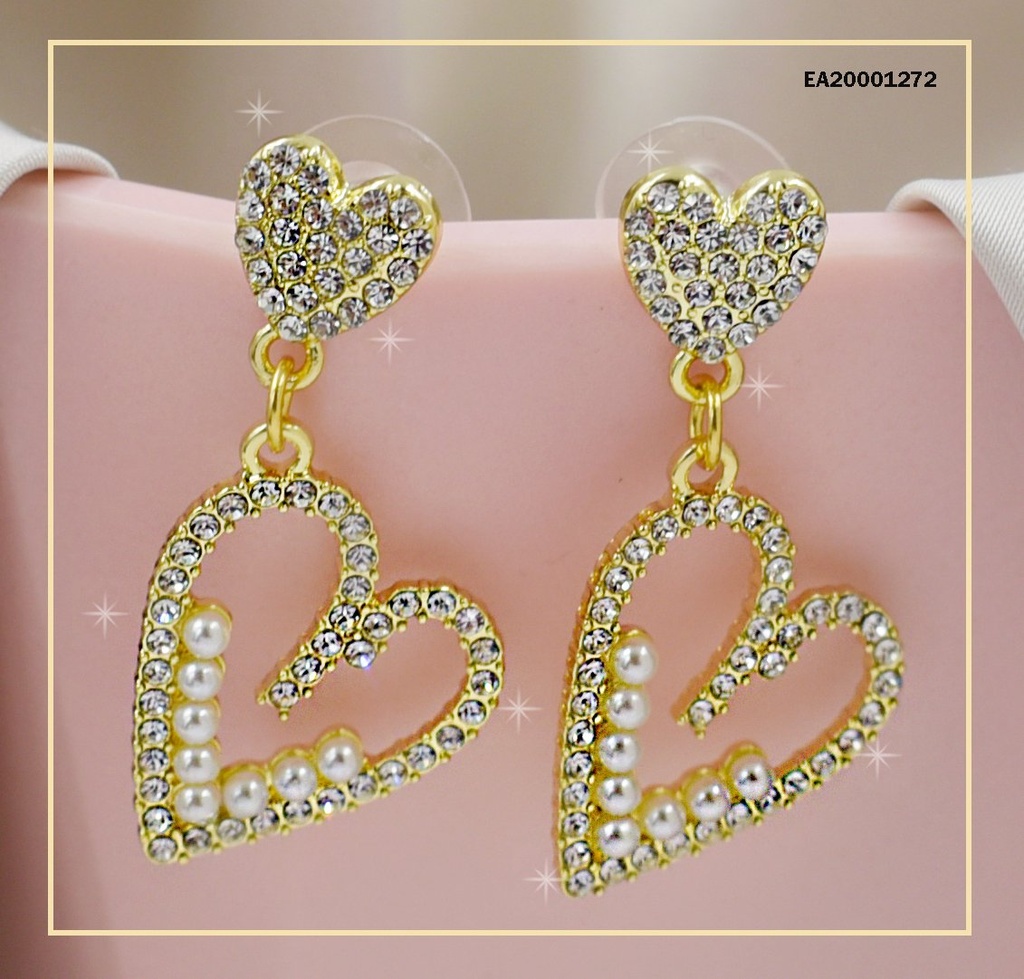 ARETES DE COLGAR CORAZÓN Y CROQUI DE ZIRCONIAS