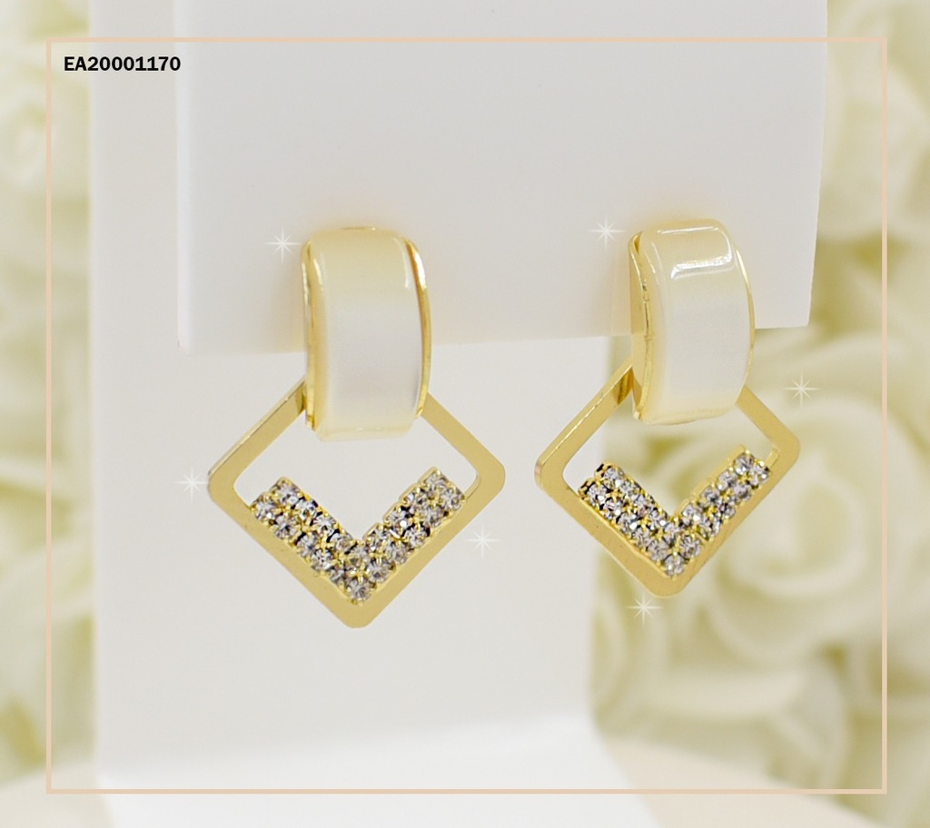 ARETES DE COLGAR CROQUI ROMBO C/ZIRCONIAS EN "V"