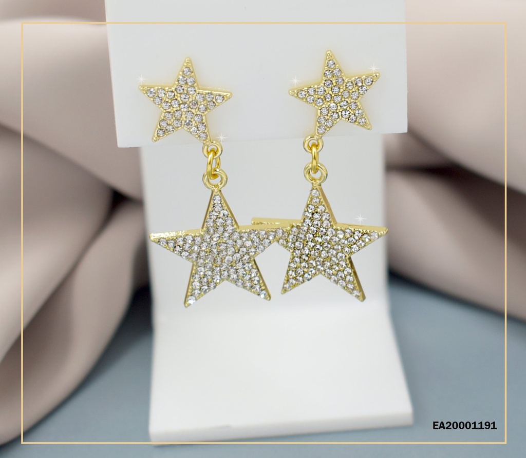 ARETES DE COLGAR DOS ESTRELLAS DE ZIRCONIAS