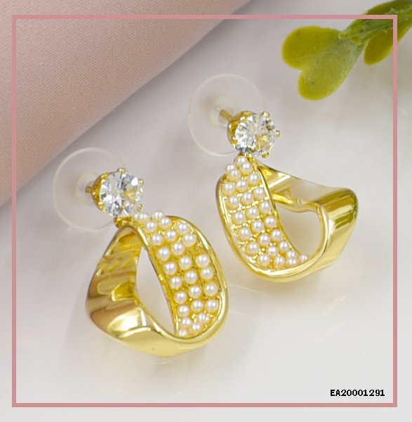 ARETES DE COLGAR FRANJAS ANCHAS ONDA C/ZIRCONIAS