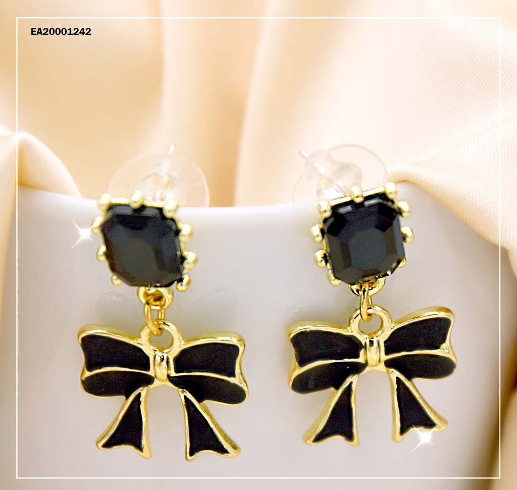 ARETES DE COLGAR LAZO NEGRO/DORADO