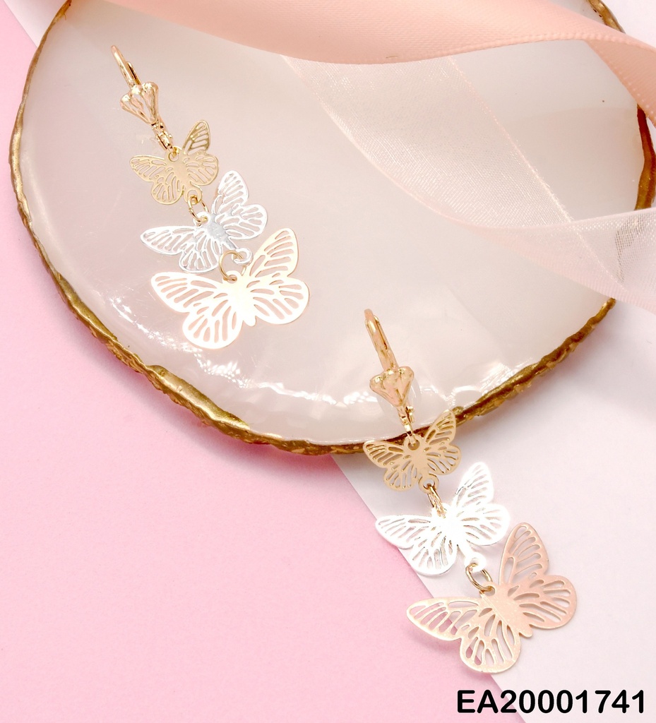 ARETES DE COLGAR MARIPOSAS TRICOLOR