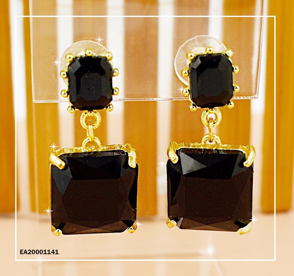 ARETES DE COLGAR RECTANGULO-CUADRO NEGROS