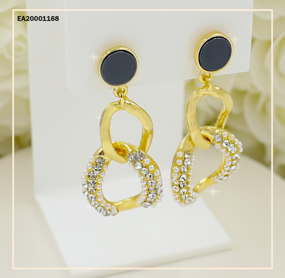 ARETES DE COLGAR ⚫ 2 ESLABONES ZIRCONIAS/LISO (P.E.NOV2025)