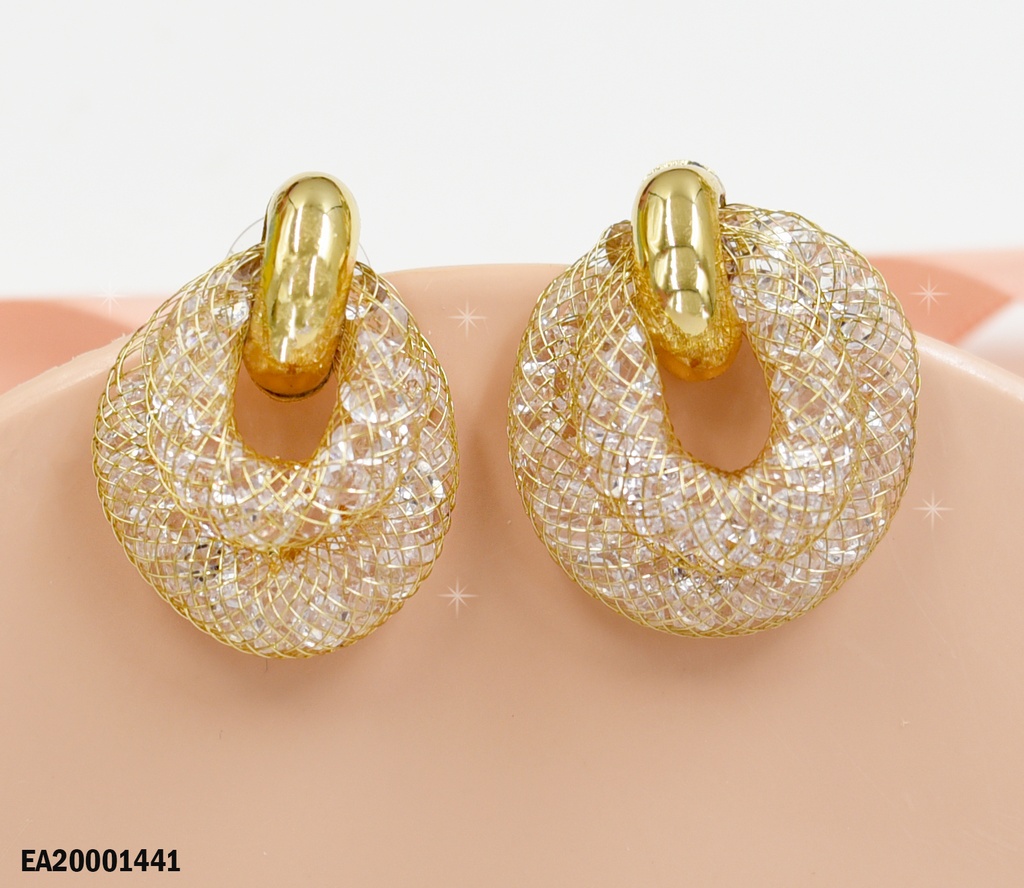 ARETES DORADO DOBLE CÍRCULOS MAYAS DORADAS