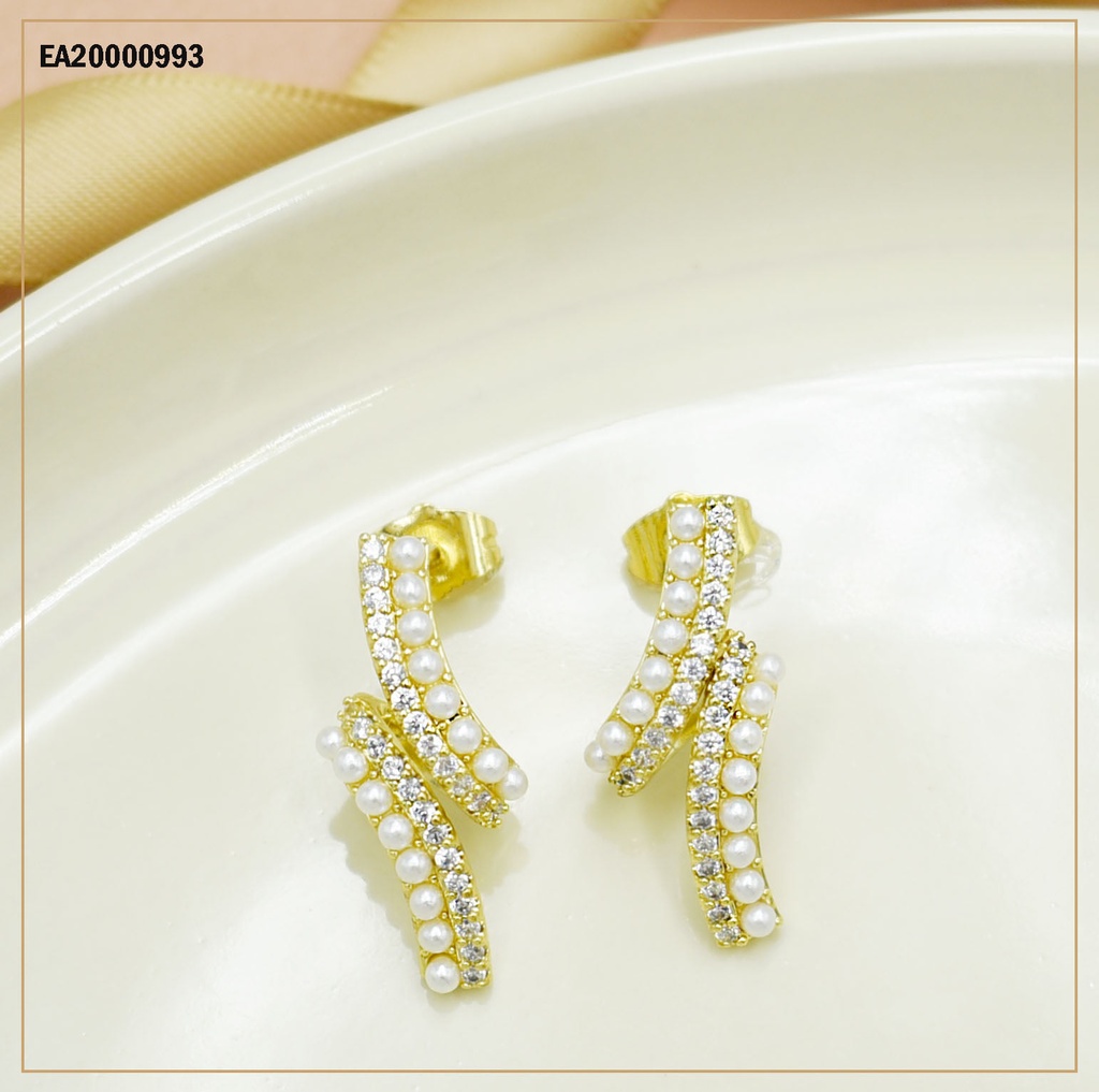 ARETES DOS CURVAS ZIRCONIAS Y PERLAS