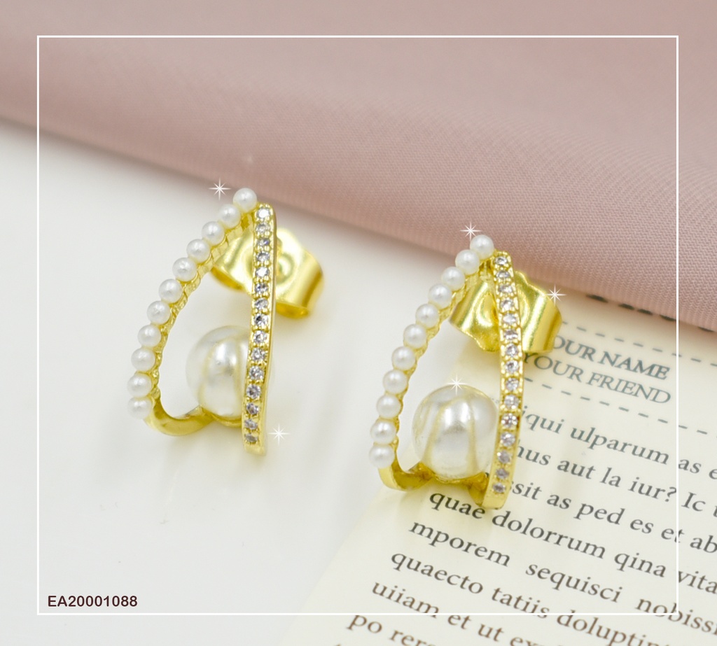 ARETES EN FORMA DE "J" PERLITAS/PERLA/ZIRCONIA