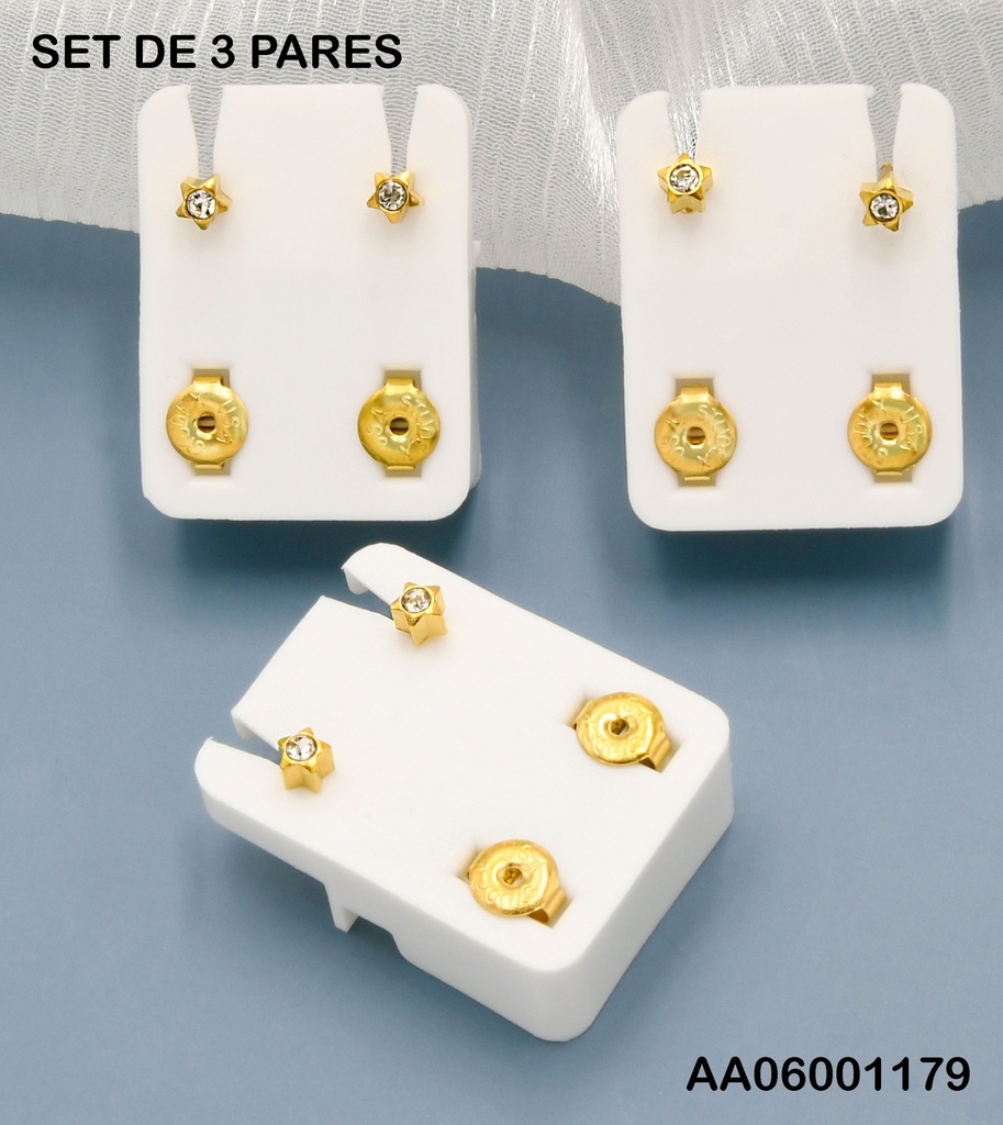 ARETES ESTERILIZADOS ZIRCONIAS ESTRELLA COL.SURTIDOS