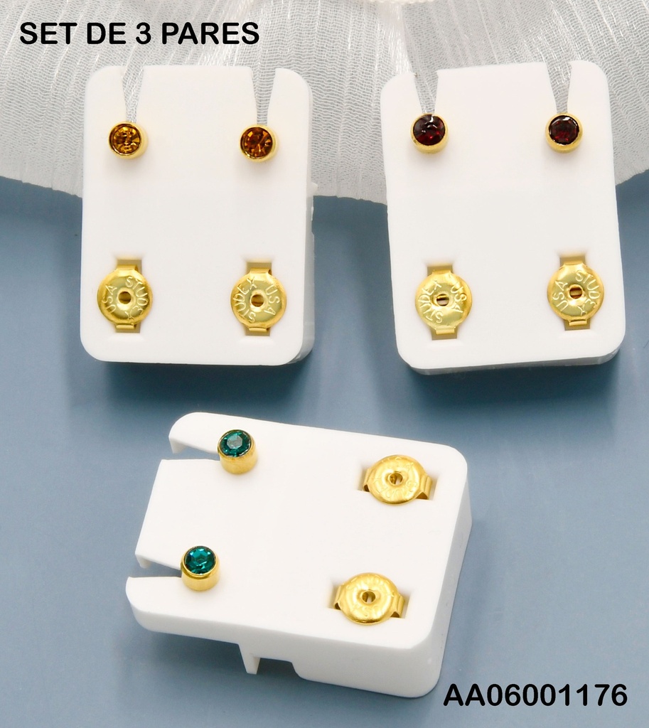 ARETES ESTERILIZADOS ZIRCONIAS RD COL.SURTIDOS R6210
