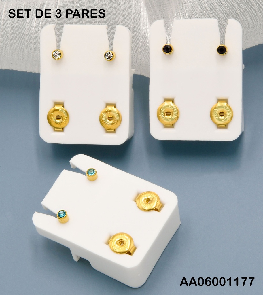 ARETES ESTERILIZADOS ZIRCONIAS RD COL.SURTIDOS R6211