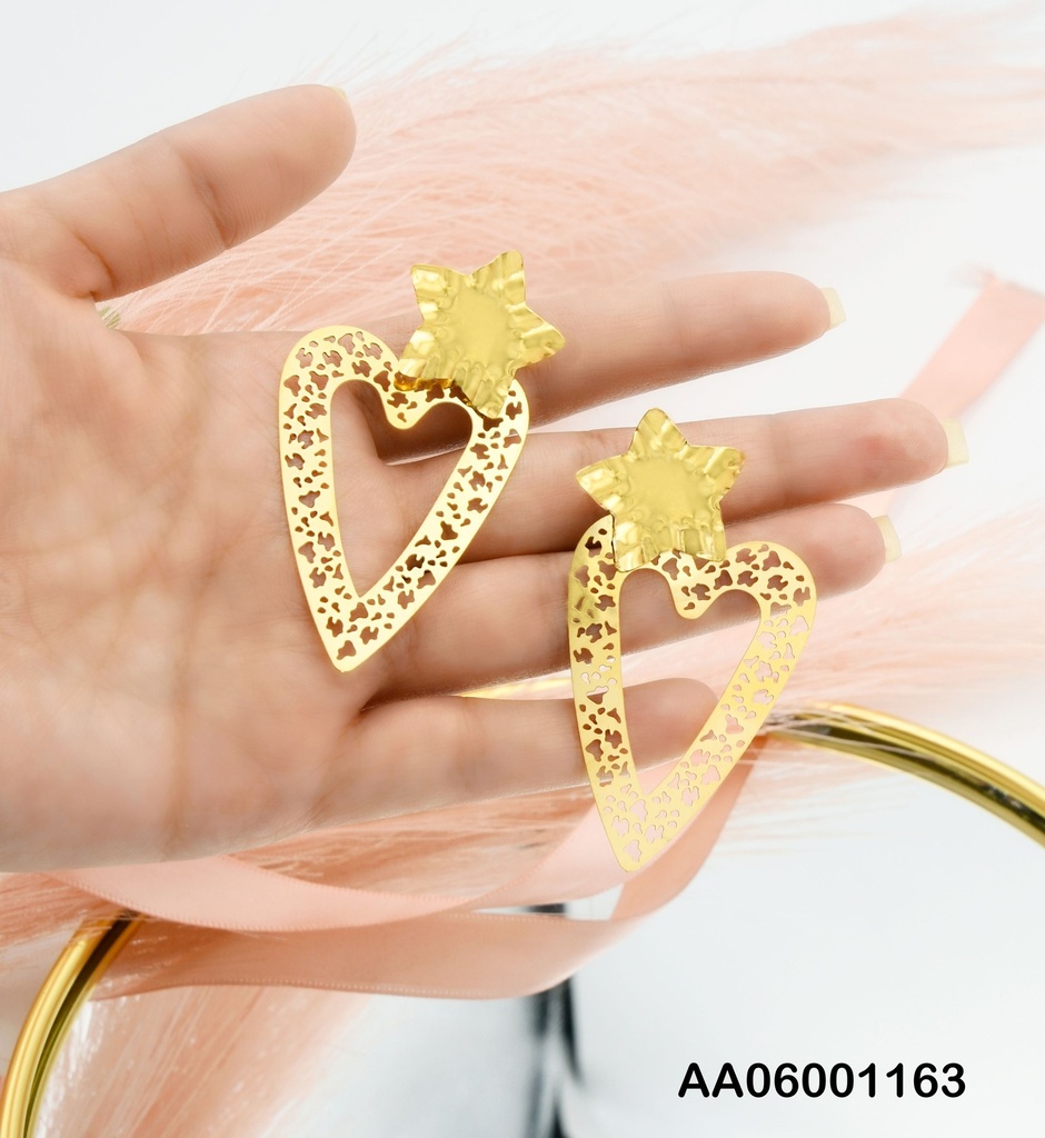 ARETES ESTRELLA C/ CORAZÓN CALADO ALARGADO