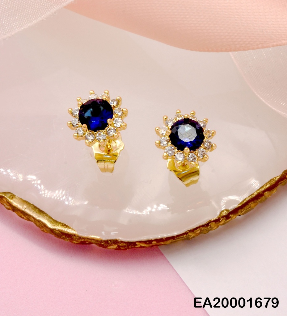 ARETES ESTRELLA ZIRCONIA CON ZIRCONIA RD VERDE