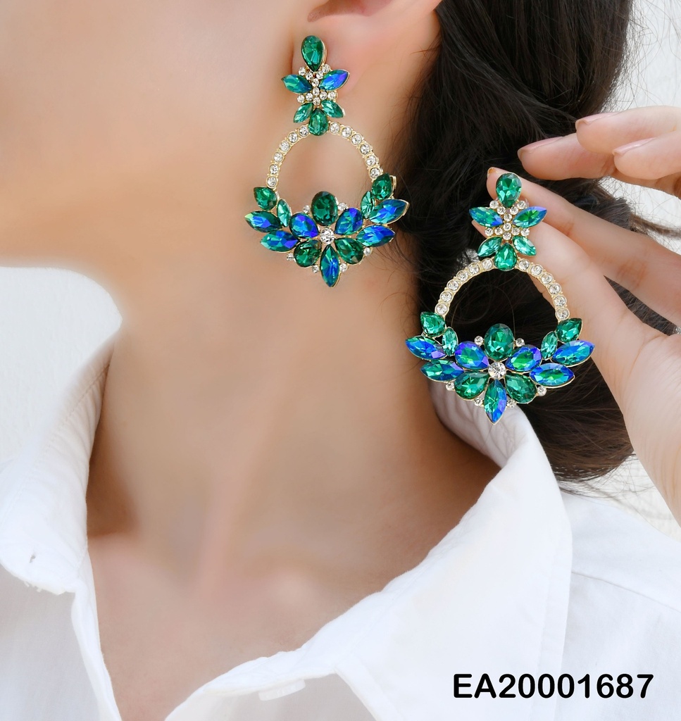 ARETES ESTRELLA ZIRCONIAS GUIRNALDAS TORNASOL🔵🟢