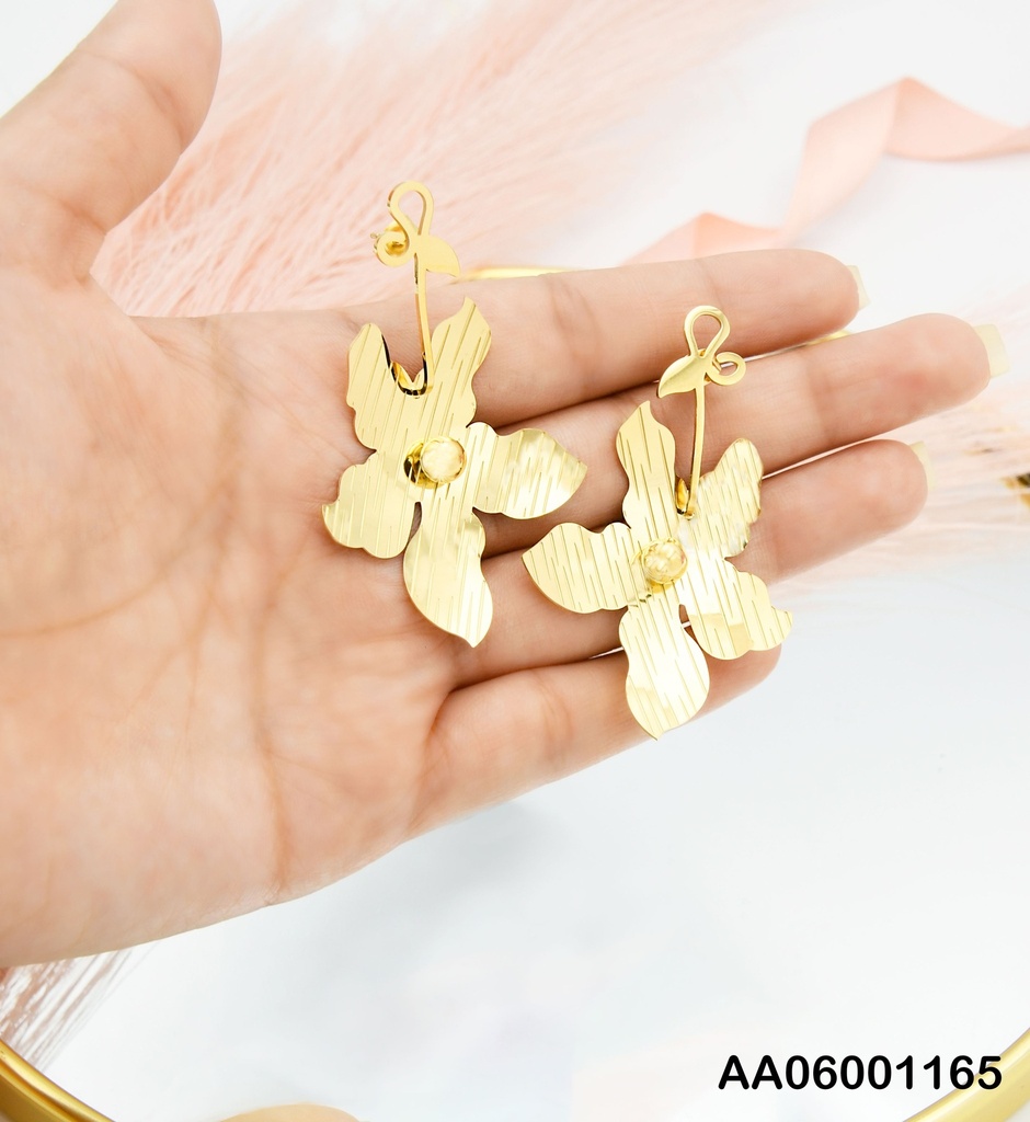 ARETES FLAMINGO C/FLOR ABIERTA RAYADA