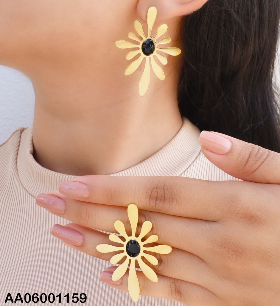 ARETES FLOR NORDID CENTRO NEGRO