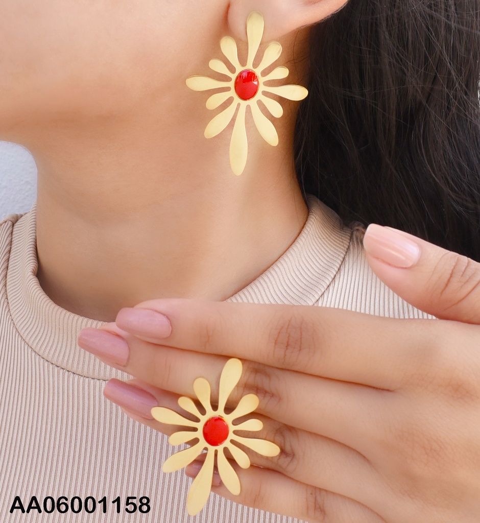 ARETES FLOR NORDID CENTRO ROJO