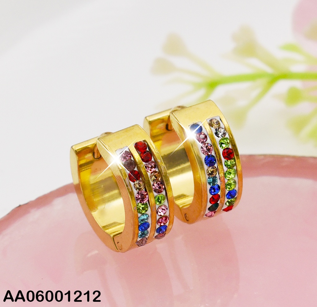 PAQ.6 ARETES HUGGIES 2 LÍNEAS DE ZIRCONIAS COL.VARIOS B707
