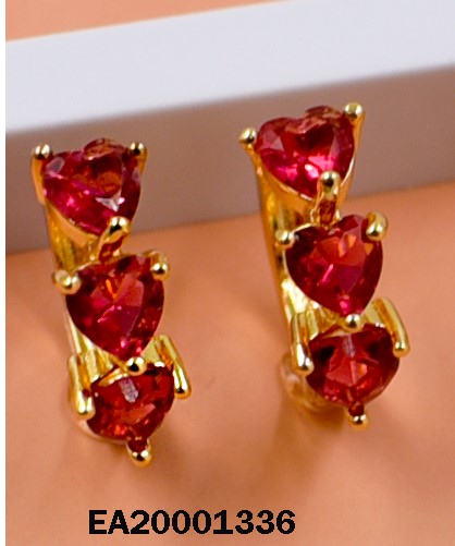 ARETES HUGGIES 3 ♥ ZIRCONIAS VERTICALES FUCSIA