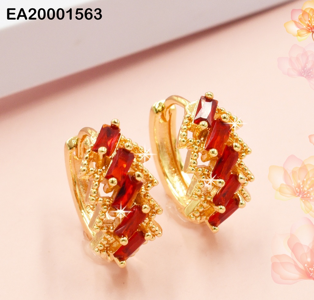 ARETES HUGGIES 5 RECT. ZIRC.DIAGONAL AZULES