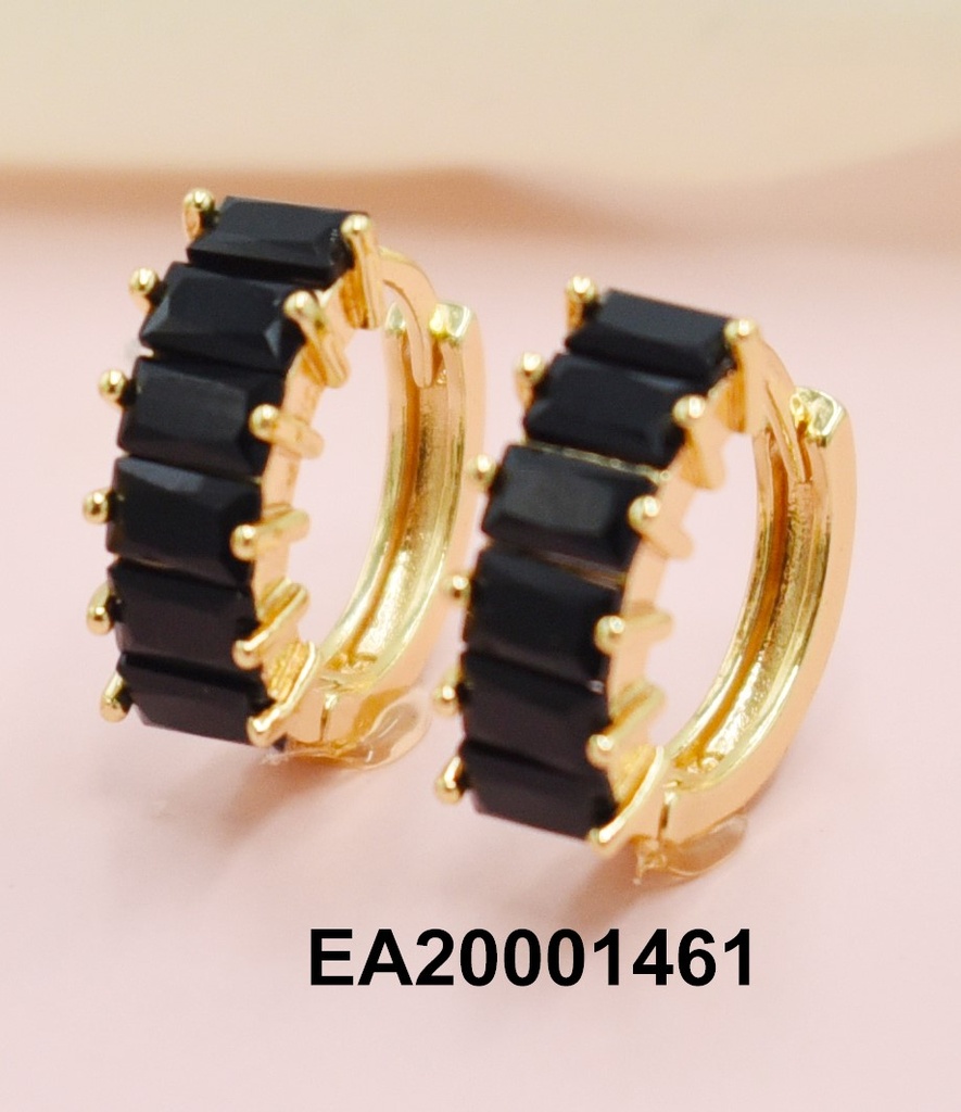 ARETES HUGGIES 6 RECTÁNGULOS NEGROS HORIZONTALES