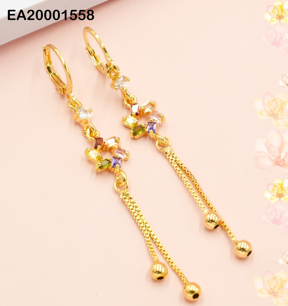 ARETES HUGGIES COLGAR C/FLOR ZIRCONIAS COL COLGANTE PELOTITAS