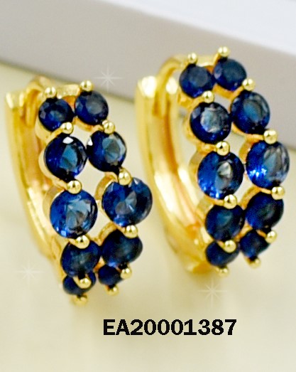 ARETES HUGGIES DOS LÍNEAS DE ZIRCONIAS AZULES