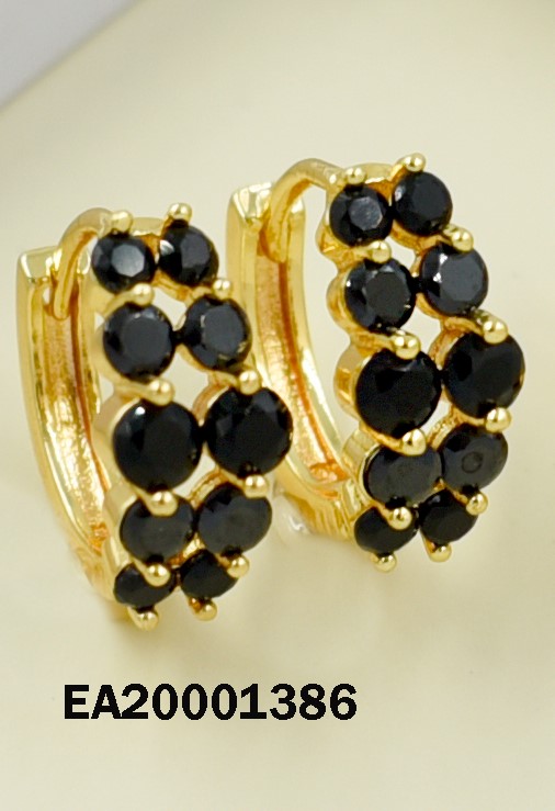 ARETES HUGGIES DOS LÍNEAS DE ZIRCONIAS NEGRAS