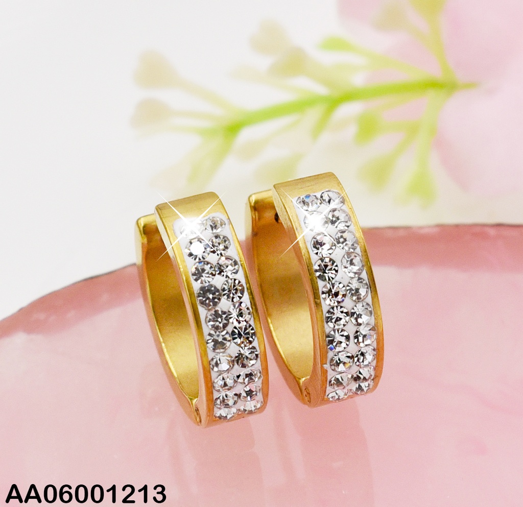 ARETES HUGGIES GRANDES 2 LÍNEAS DE ZIRCONIAS W1753(90)
