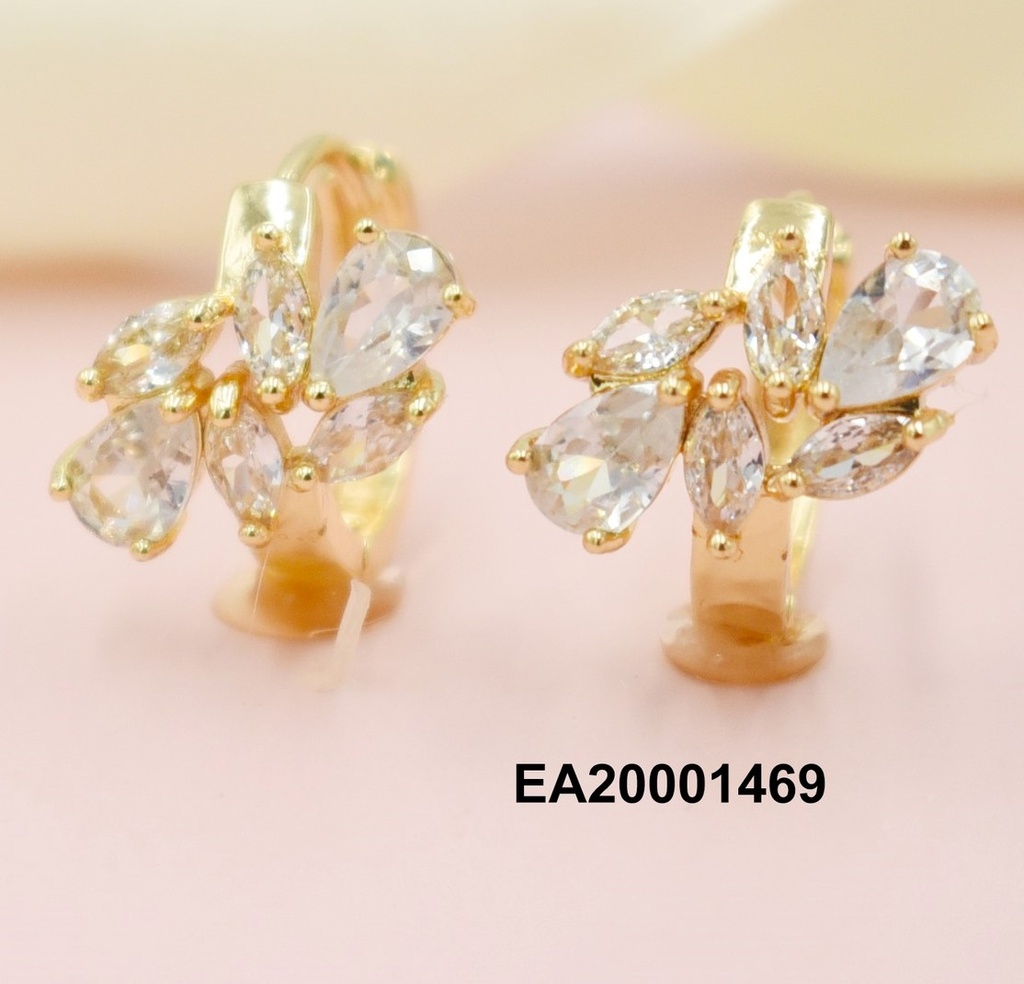 ARETES HUGGIES HOJITAS ZIRCONIAS HORIZONTALES