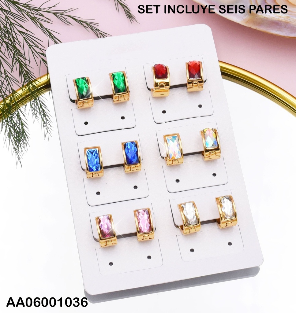 ARETES HUGGIES PAQUETE 6 PARES COL.SURTIDOS