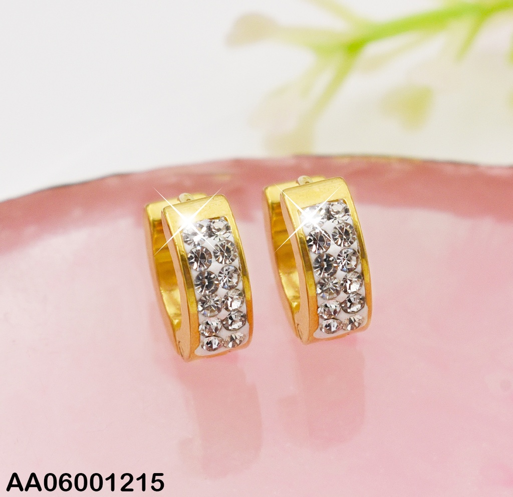PAQ.6 PARES ARETES HUGGIES PEQUEÑOS 2 LÍNEAS DE ZIRCONIAS S9665