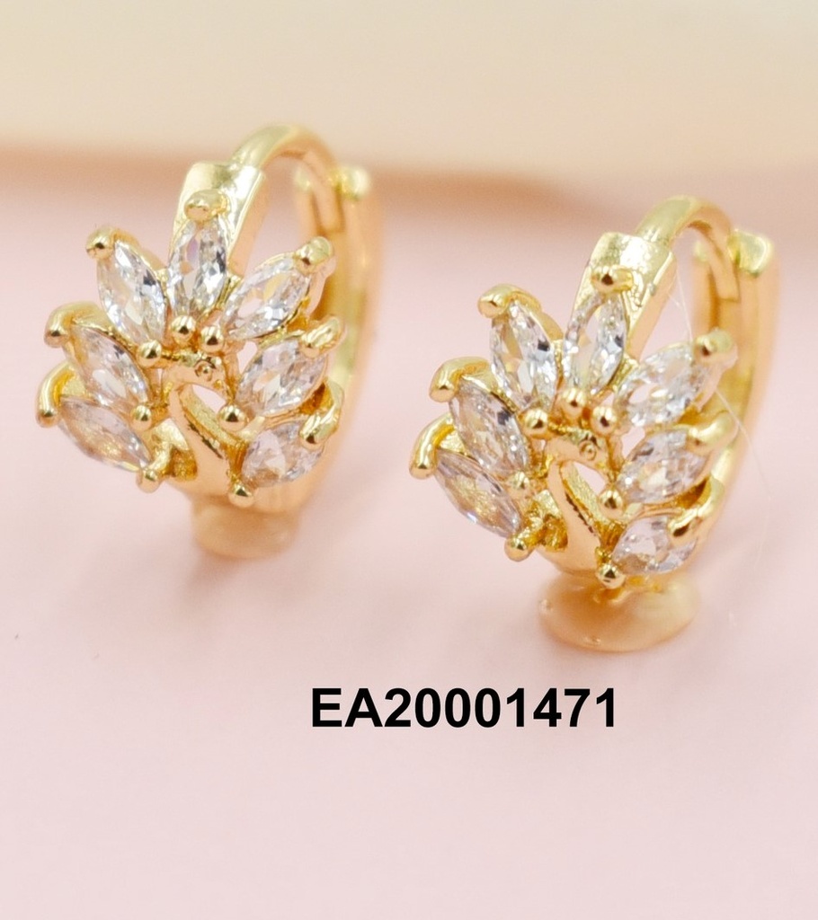 ARETES HUGGIES RAMITA C/PETÁLOS ZIRCONIAS