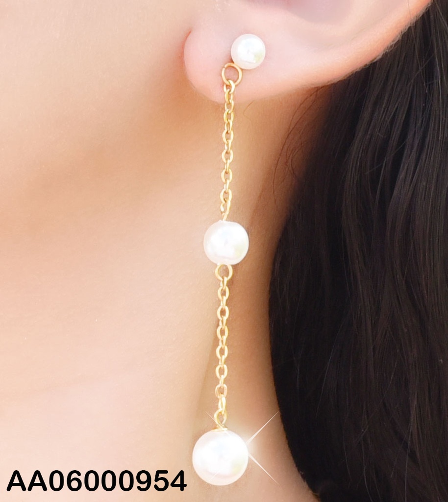 ARETES LARGOS CADENA C/3 PERLAS