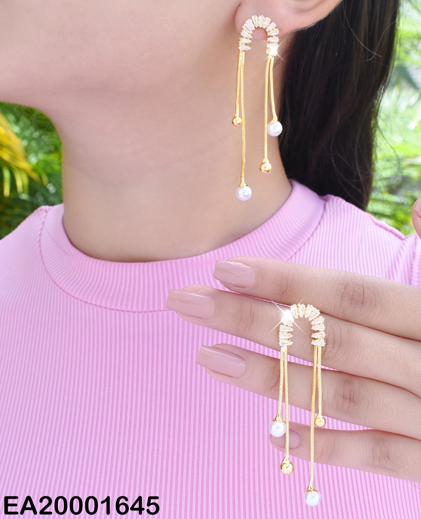 ARETES LARGOS CURVA ZIRC.C/COLGANTES:PERLAS/ESFERAS