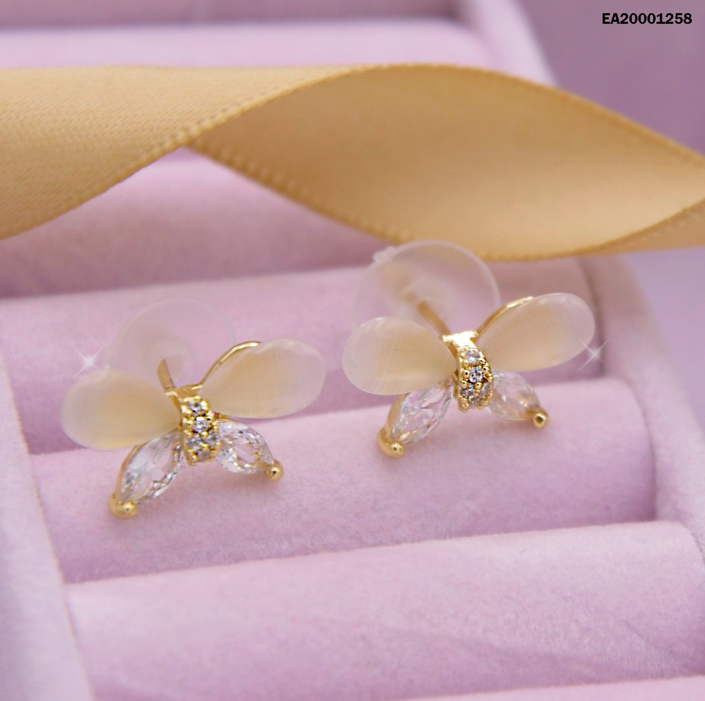 ARETES LAZO DE PIEDRAS BEIGE Y ZIRCONIAS