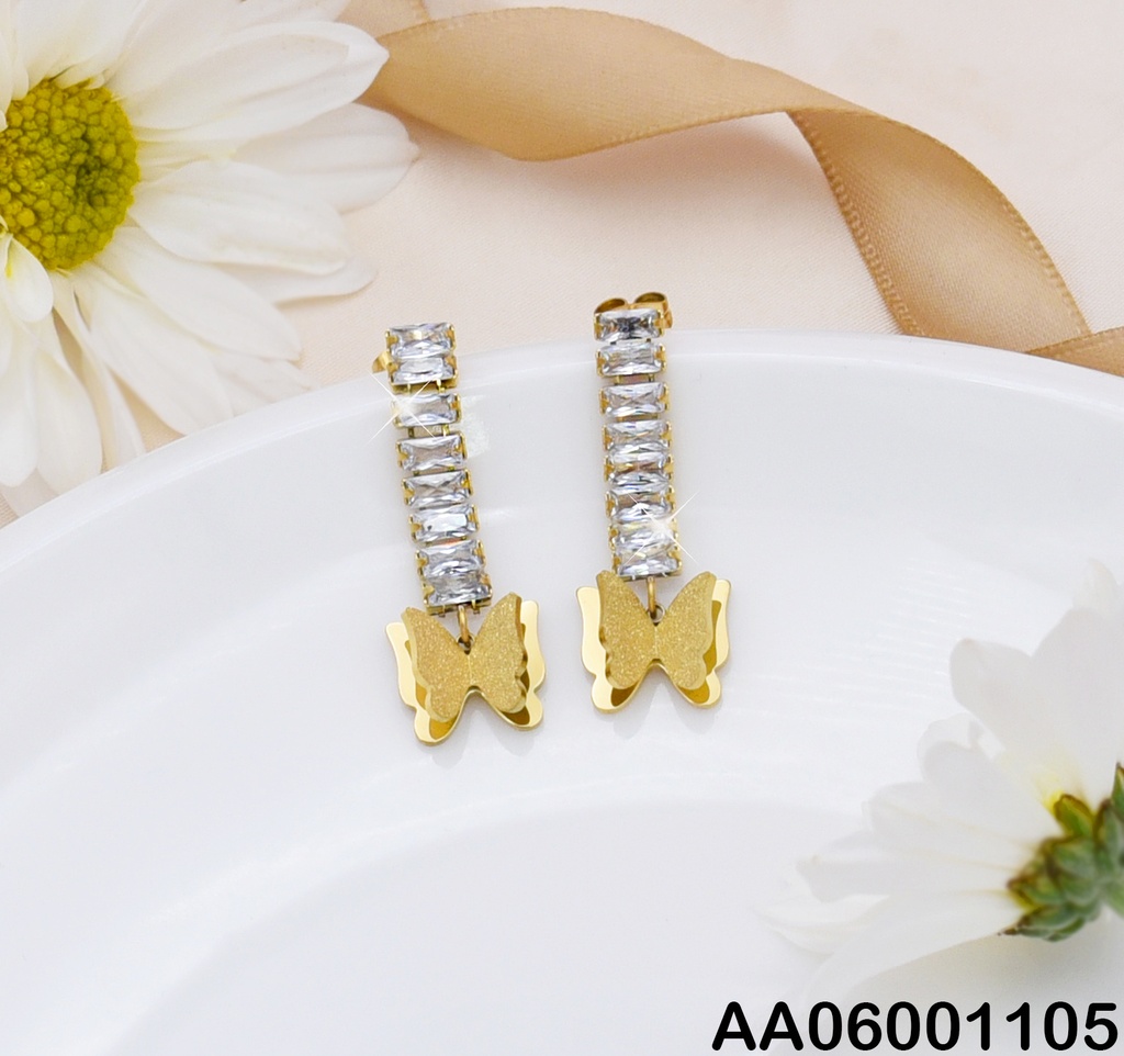 ARETES LÍNEA RECTANGULOS HOR.MARIPOSA DOBLE COLGANTE