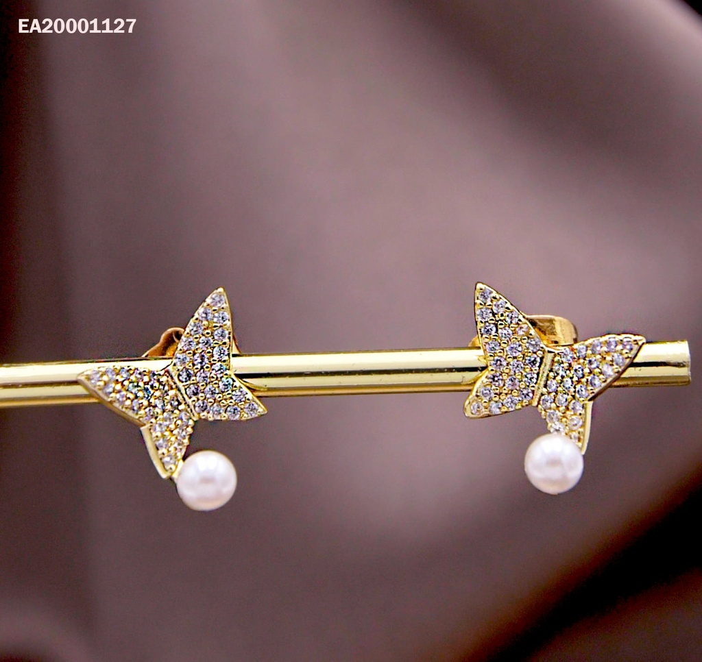 ARETES MARIPOSA ZIRCONIAS PERLITA ALA