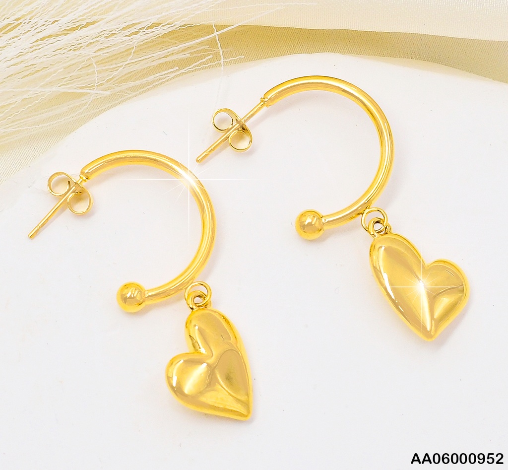 ARETES "C" C/CORAZON INFLADO COLGANTE 076957-113TE