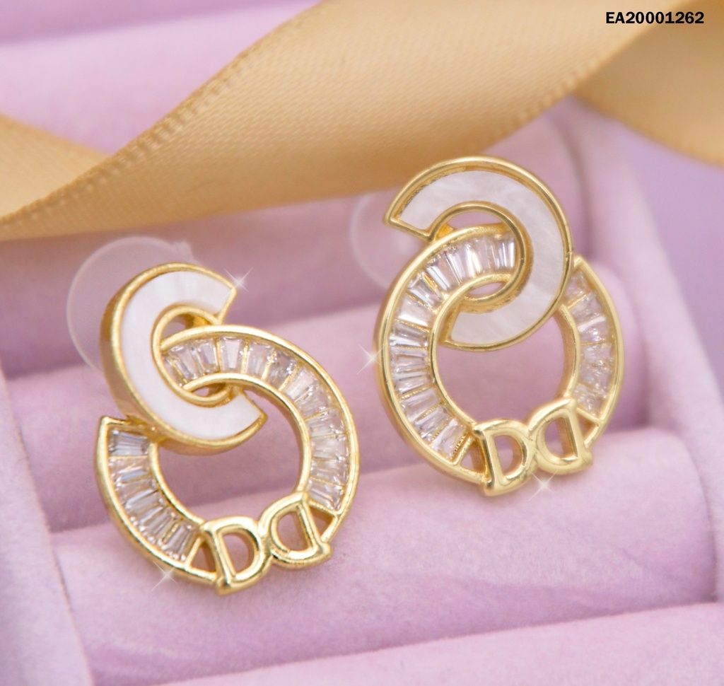 ARETES MEDIO CÍRCULO BLANCO/CÍRCULO CRISTALES "DD"