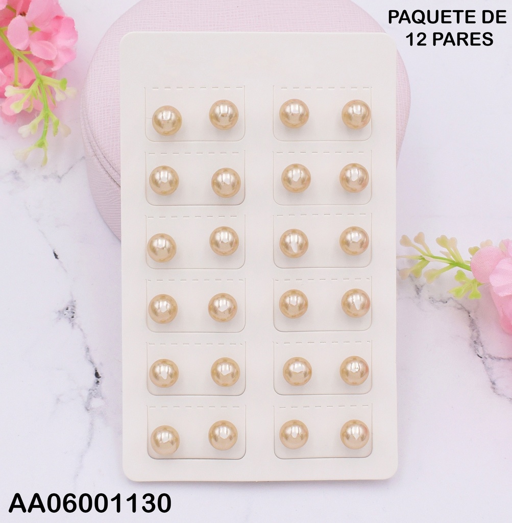 ARETES PERLA CREAM BRONZE 8MM