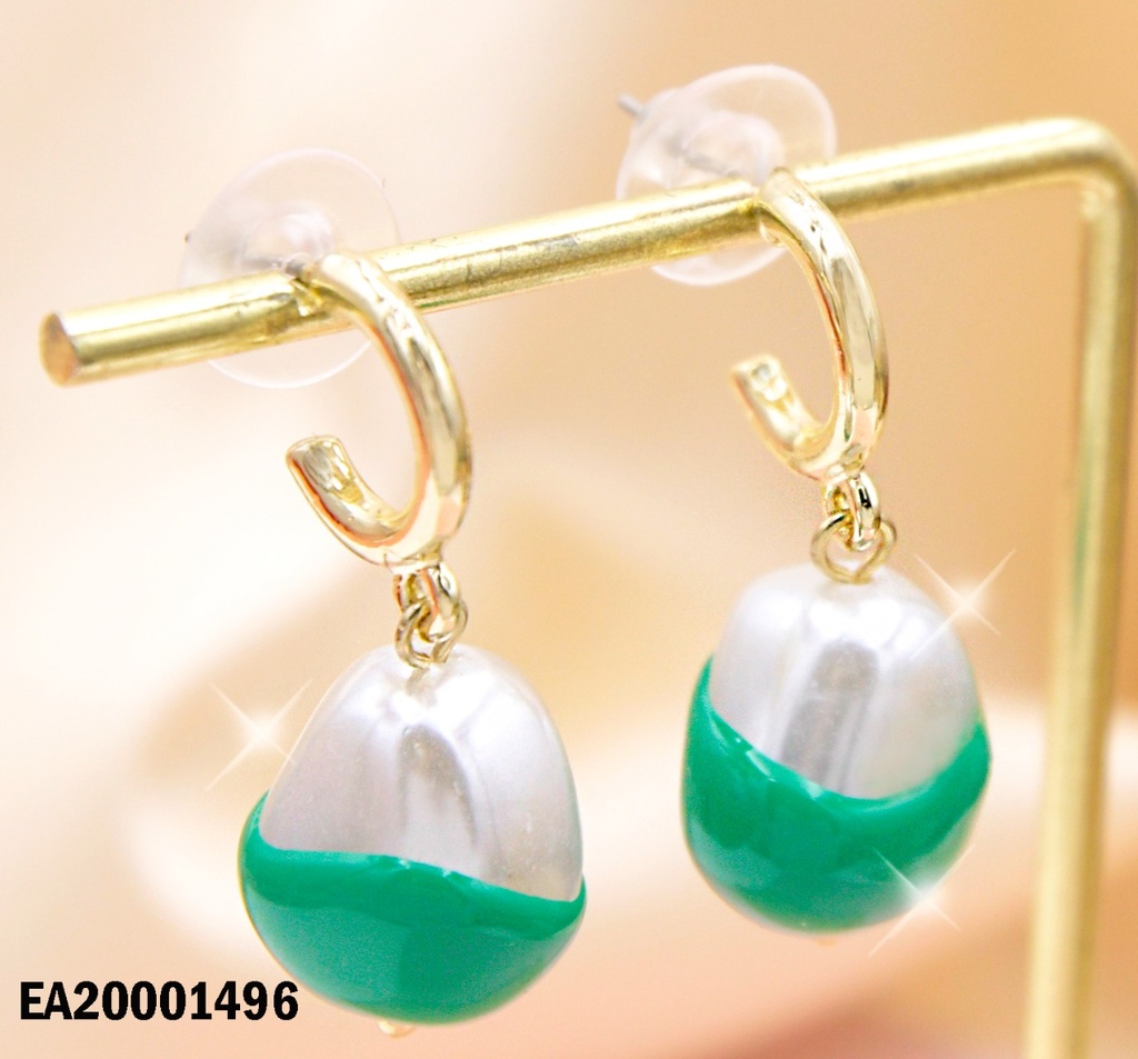 ARETES PERLA CULTIVADA COLGAR BLANCO/VERDE